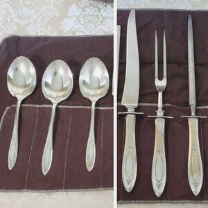 Vintage Adams Oneida Community Silver-Plated Carving Set